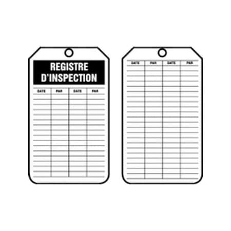 Accuform French Safety Tags, INSPECTION RECORD, 5.75in x 3.25in, HS-Laminate, 25PK FRTRS307LTP